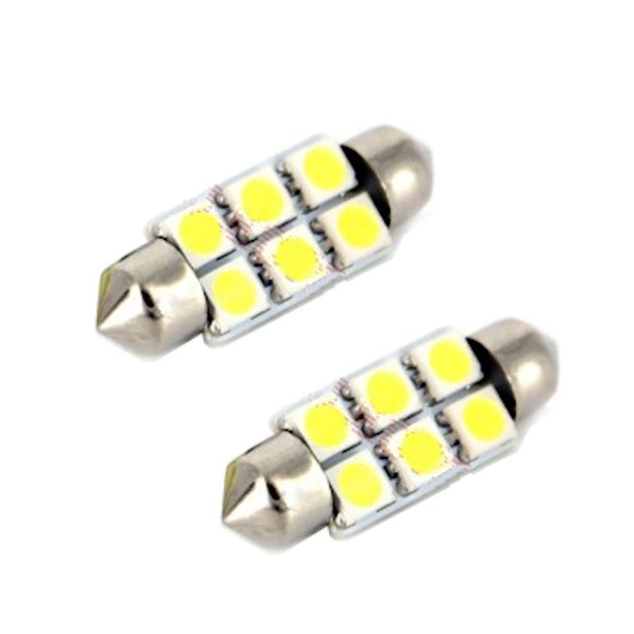 Bec auto LED Carguard cu 6 leduri 12V SV8,5 1.5W, 39 mm, tip sofit, set becuri 2 buc