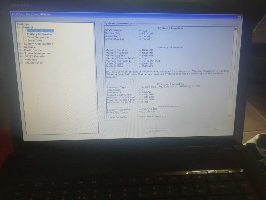 Laptop dell inspiron