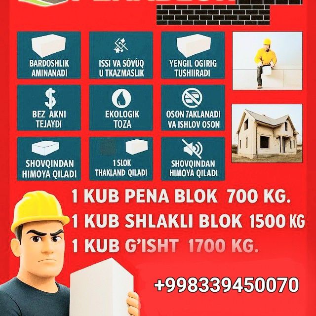Uy qurilishi uchun muljalangan PINA BLOK