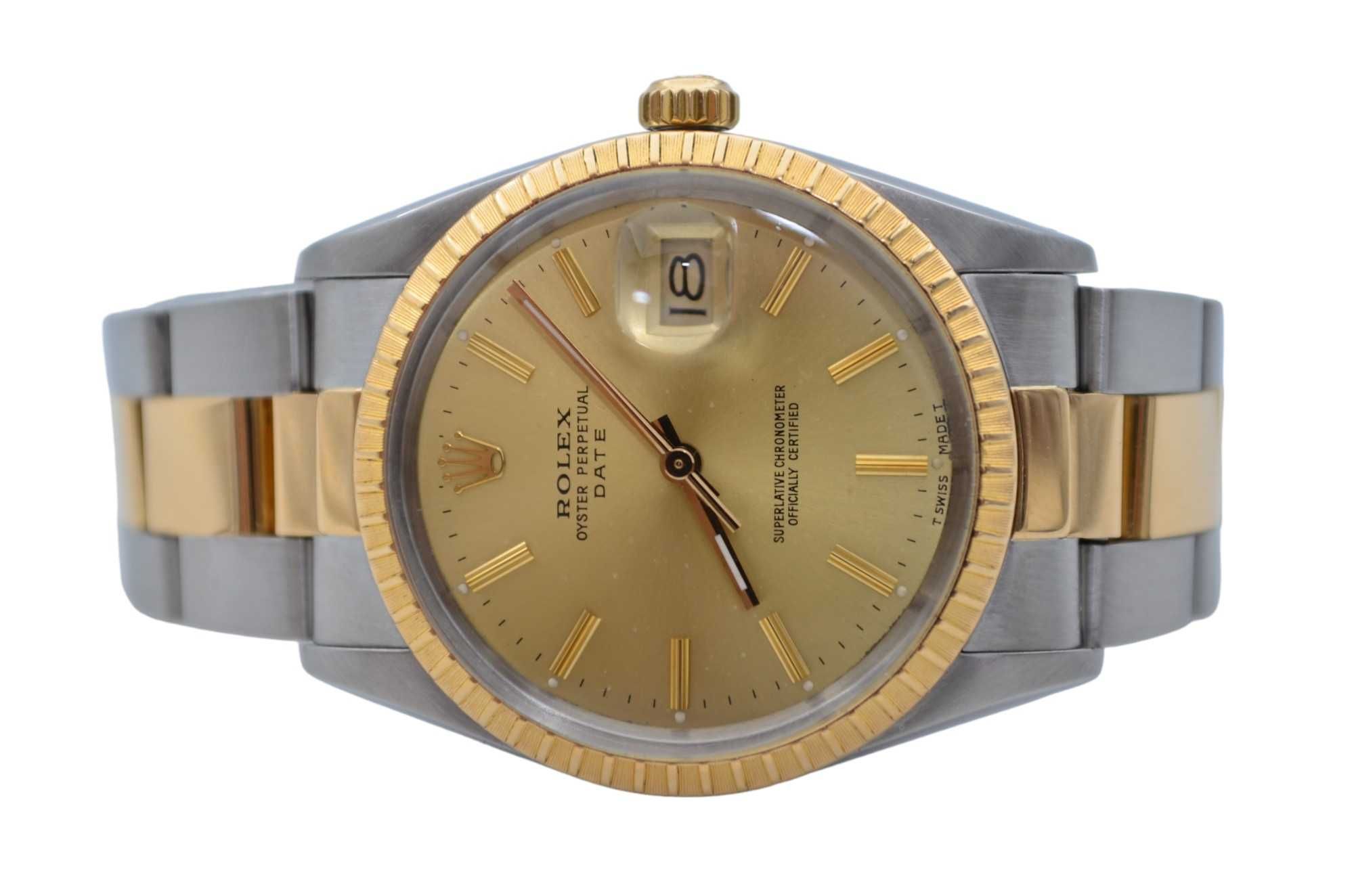 Rolex Oyster Perpetual 34 Two Tone Champagne Dial Ref 15053