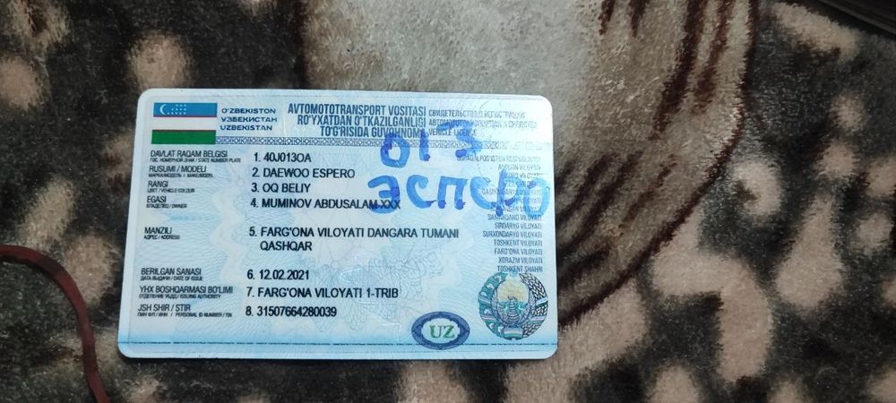 Daewoo espero avtomobili 1996 yil