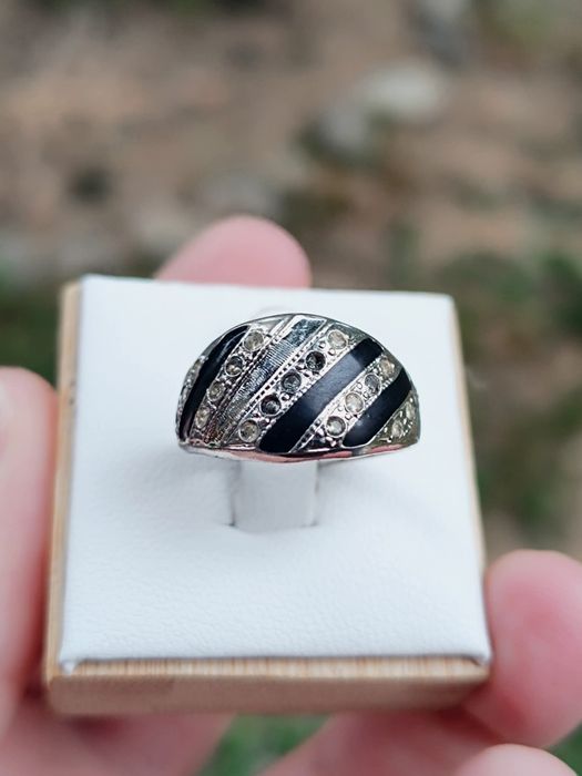 Set inel, cercei si pandantiv placati cu aur alb de "14KT GE Espo"