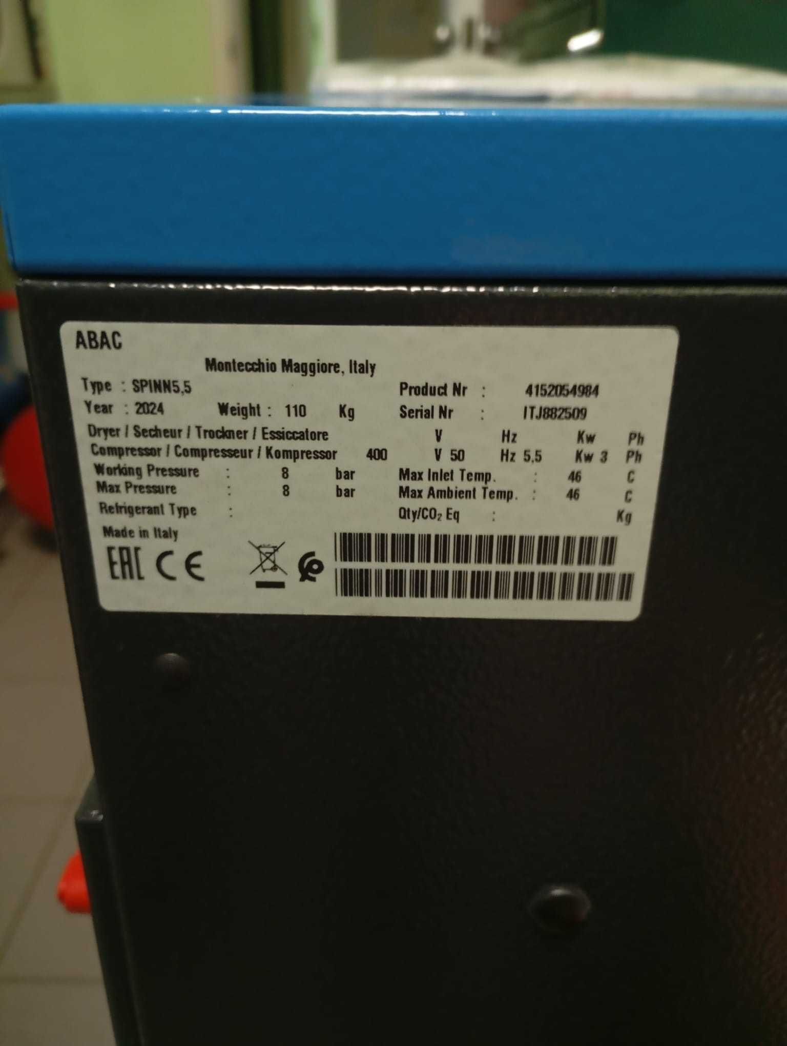 Винтов компресор италиански ABAC SPINN5,5 8 400/50 7.5 Hp 5.5 kW 8бара