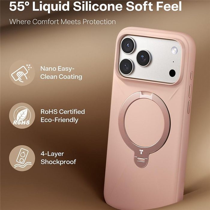 Калъф torras qpro silicone series за iphone 17 pro max в розов цвят