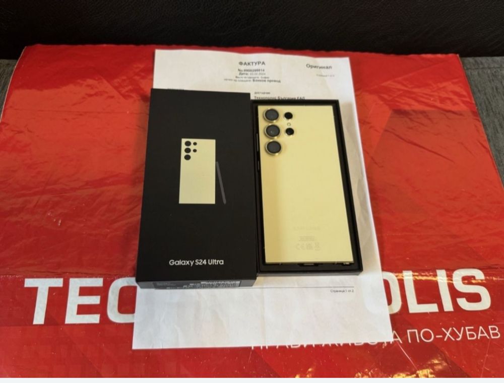 КАТО НОВ 1TB Samsung S24 Ultra 12GB Гаранция Технополис 2026г. Yellow
