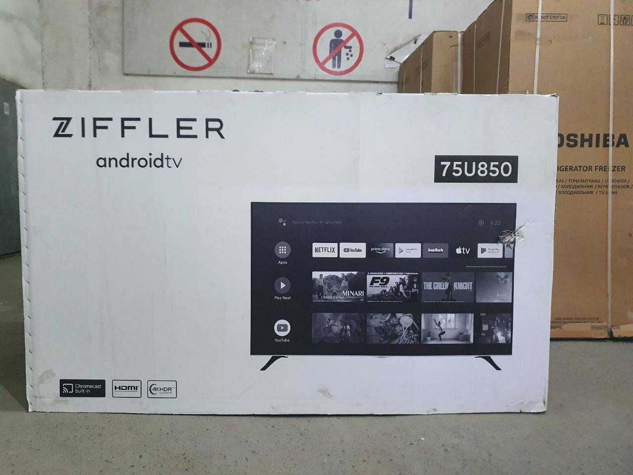 Телевизор Ziffler 75,65,55,50 Smart  Турция + прошивка рассрочка есть.