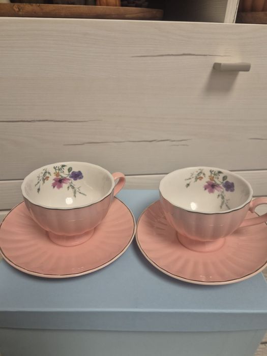 Set căni cafea roz