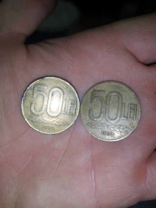 Monede de 50 de lei 2 sunt din 1993 și 1 din 1992