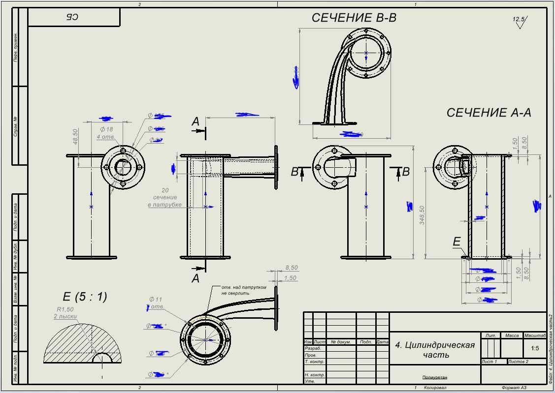 Машиностроение. Чертеж, разработка чертежей в Solidworks 3D, Kомпас 3D