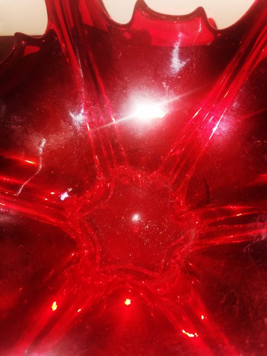 Антикварна ръчно изработена кристална стъклена купа Мурано авторска