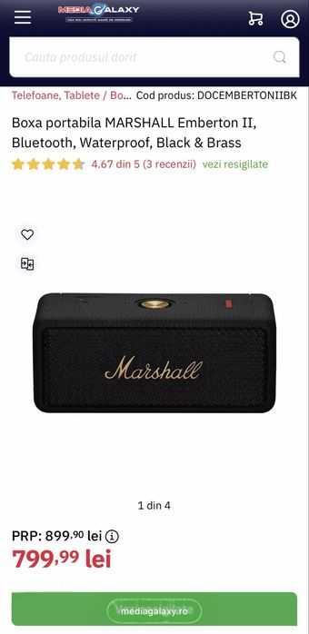 Boxa portabila marshall emberton 2 boxa marshall emberton 2 ip67