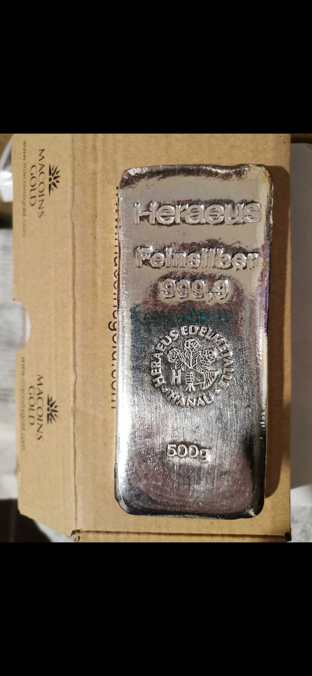 heraeus 500g сребърно кюлче