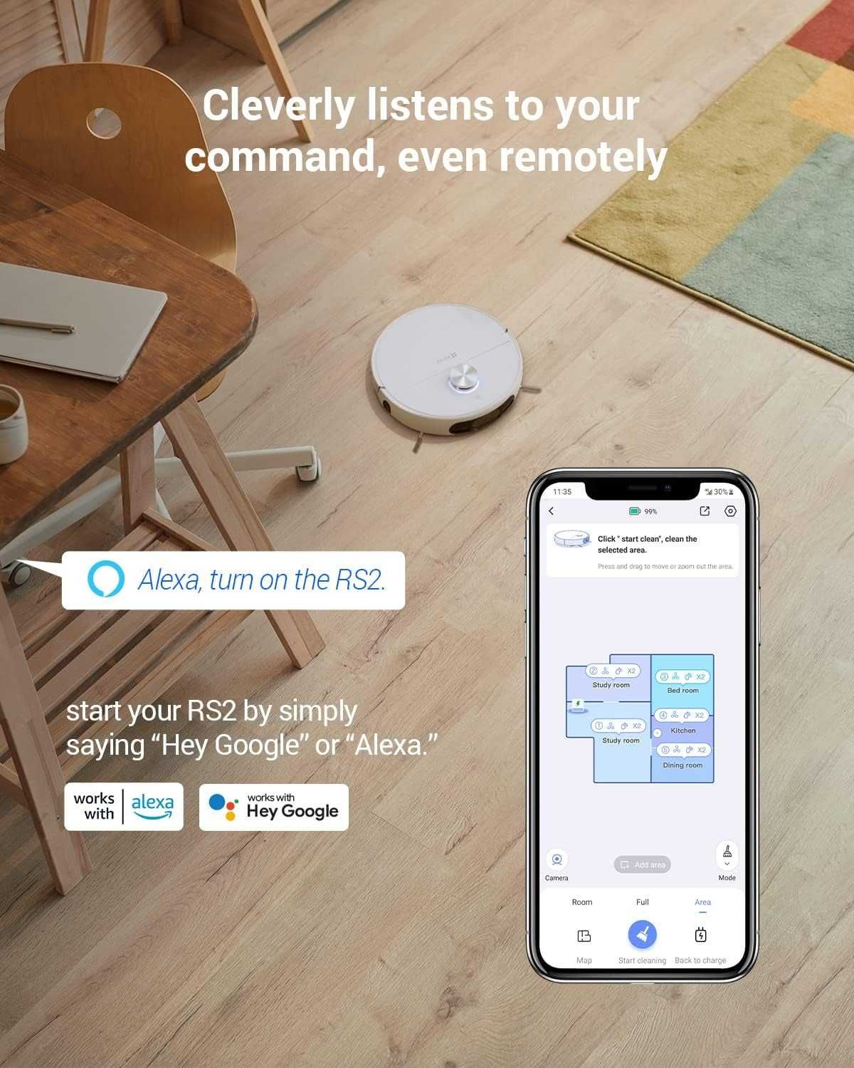 Прахосмукачка робот Ezviz RS2 (4000Pa) DToF навигация и картографиране