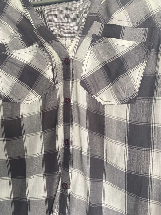 Camasa carouri gri cu alb, S/36, material calitativ