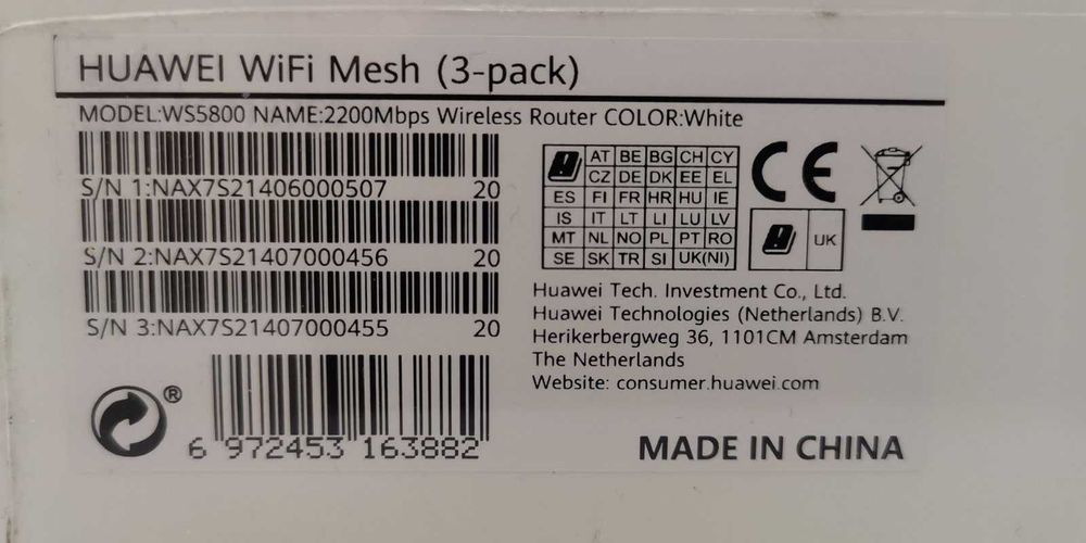 Huawei Wifi Mesh - (3 Pack) WS5800 2200 Mbps, Color White