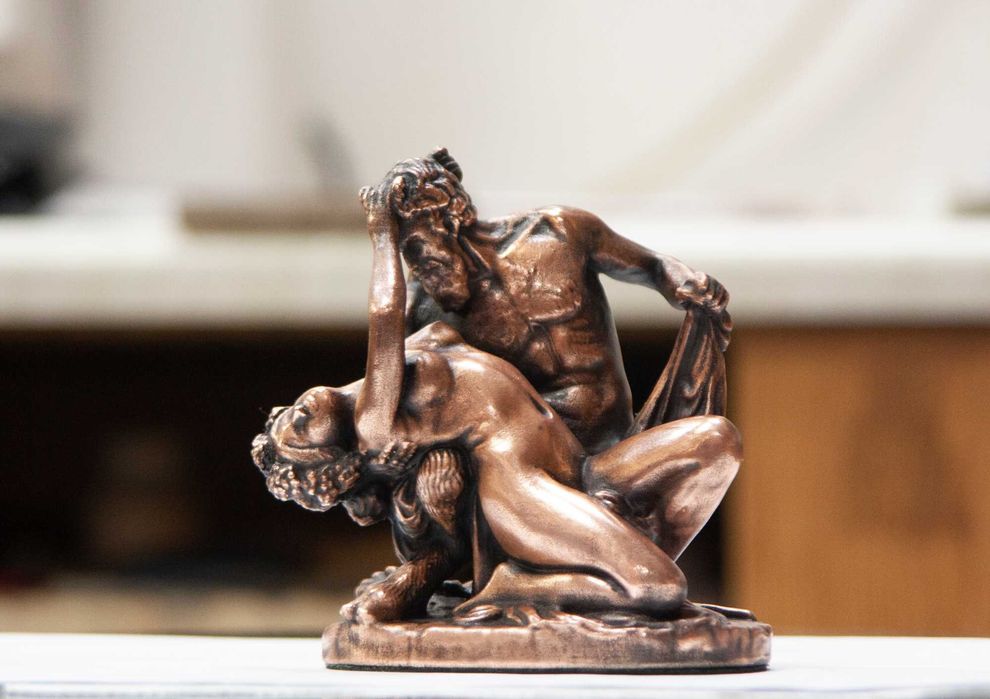 Статуетка , сувенир -"Satyre and Bacchante". Медна галванопластика