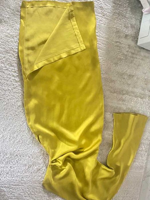 Zara rochie eleganta in/vascoza satinat one shoulder lime verde fistic