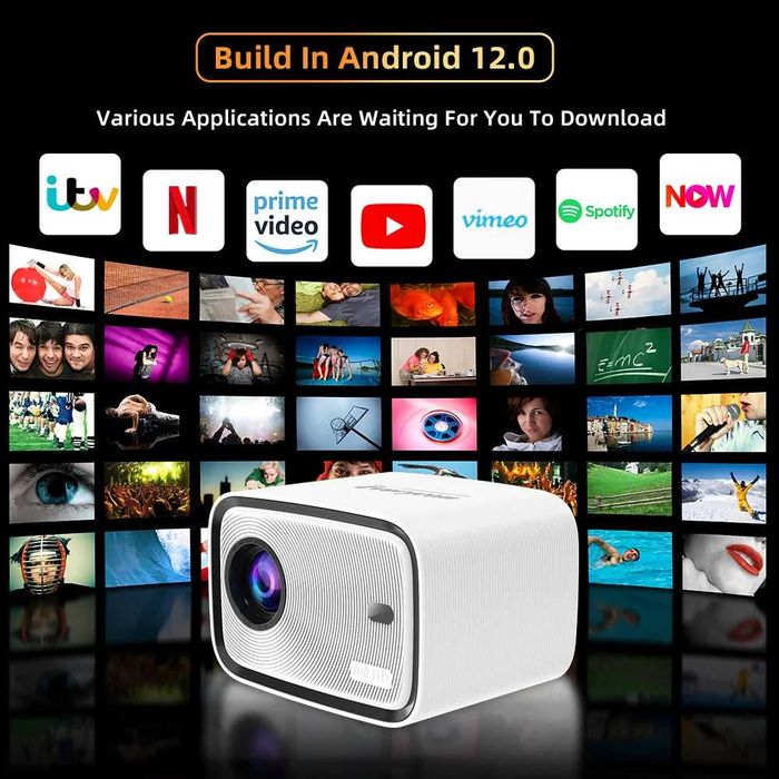 Videoproiector H5 Pro Android 12, 1080P Full HD, 400 ANSI, WiFi 6