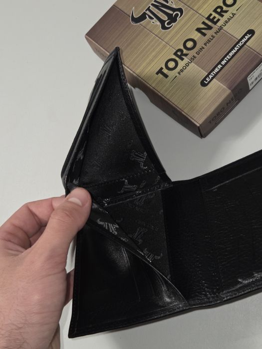 Portofel barbati din piele naturala negru