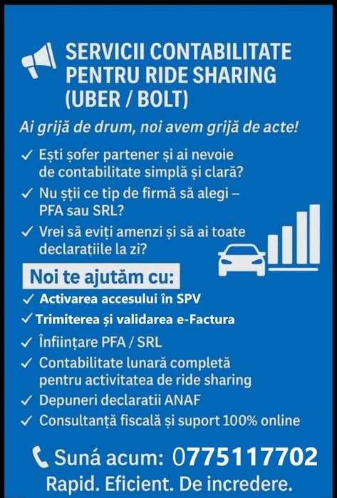 PFA Uber și contabilitate PFA Bolt