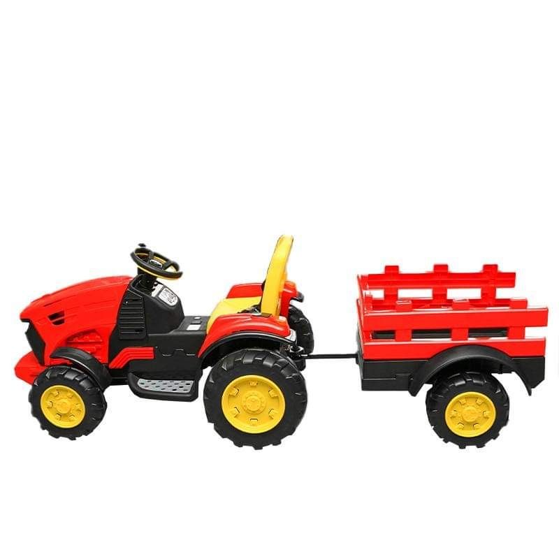 Tractor electric cu remorca telecomanda si baterie pentru copii