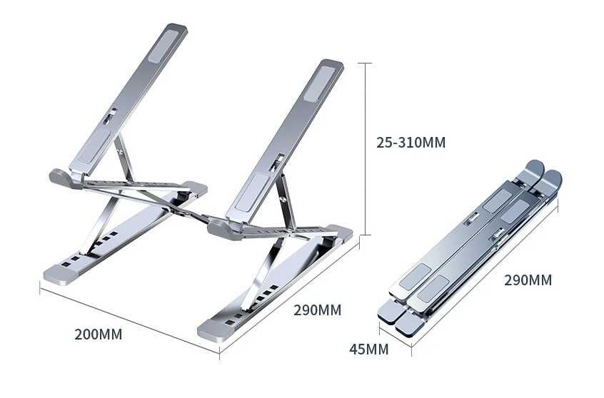 Stand laptop pliabil cu husa, model N8, argintiu