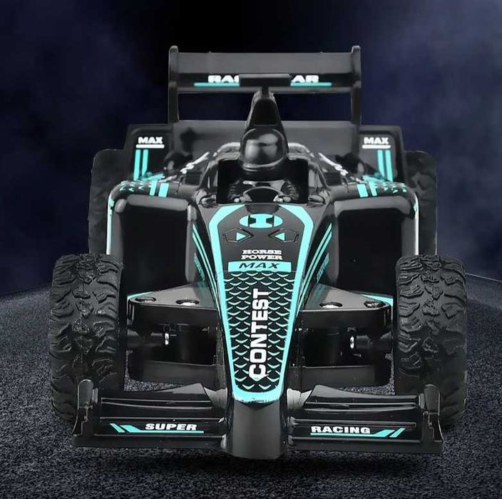 Masina de curse cu telecomanda, Efect de Spray, Neagra / Rosie