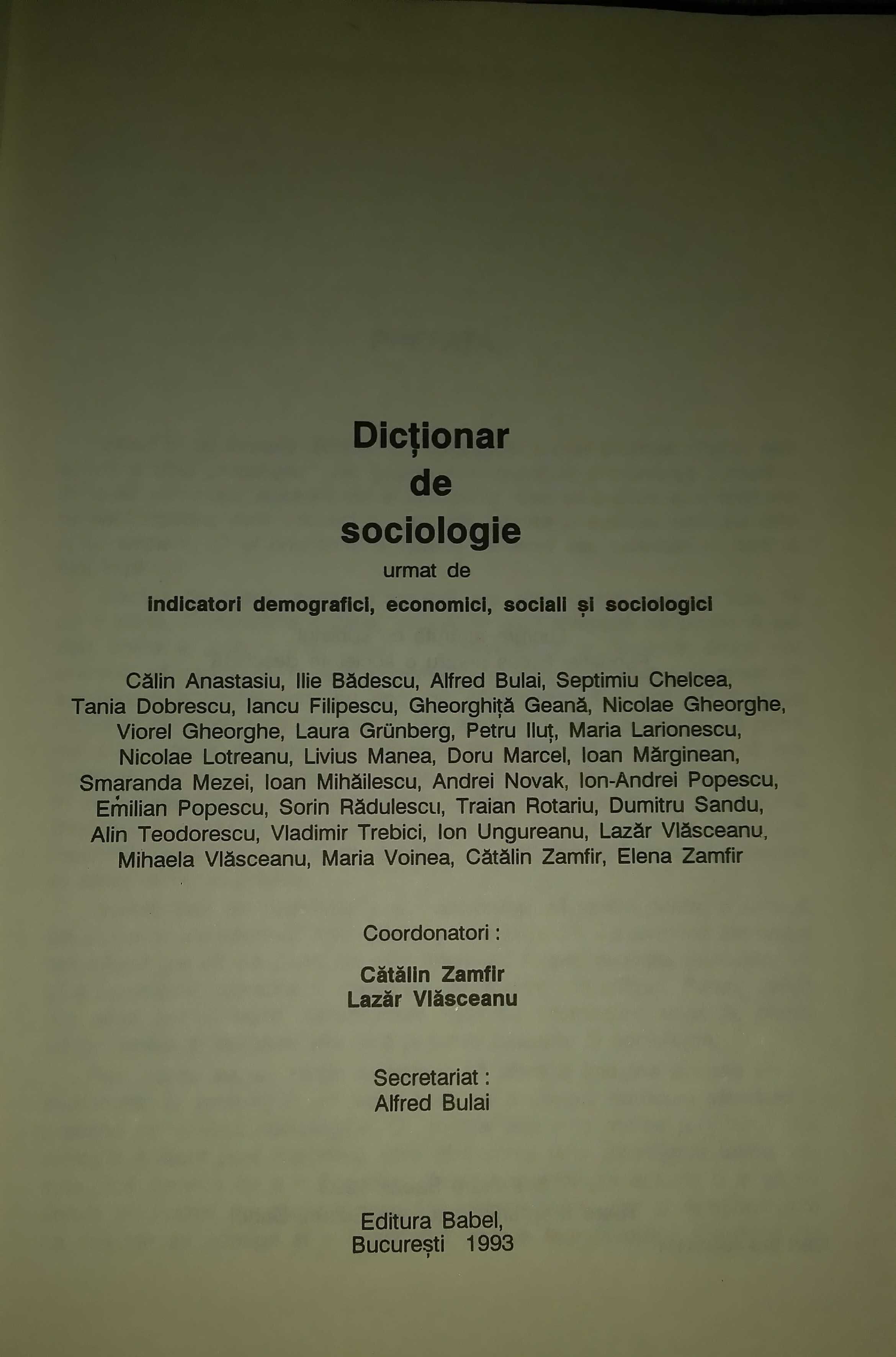 Dicționar de sociologie, Catalin Zamfir, Lazar Vlasceanu