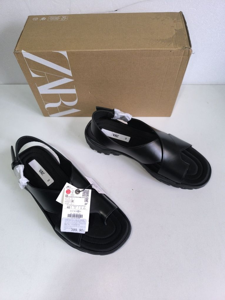 Sandale noi, piele, Zara, nr 40