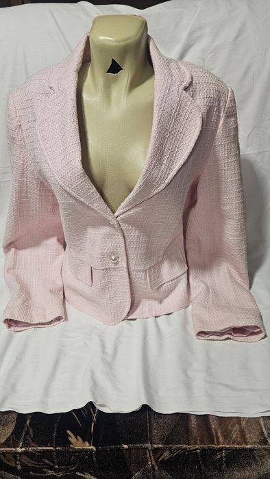 Sacou roz pudră elegant cu nasturi tip perle xl 42