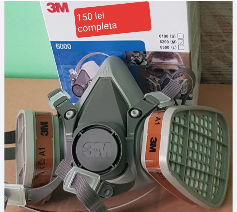 Masca 3M complet echipata, modelul 6200 , praf fum gaze chimicale lacu
