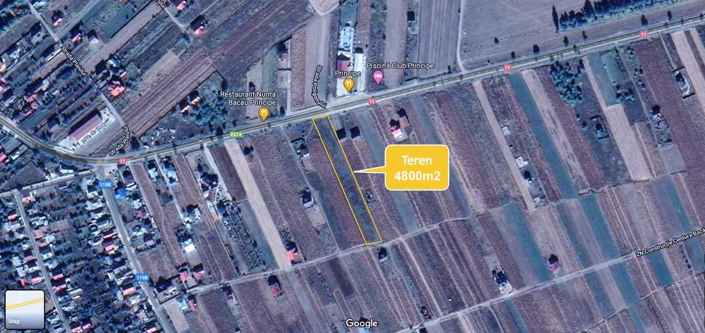 Teren 4800m2 Luizi Calugara Bacau DN 11 vis a vis de Piscina Principe