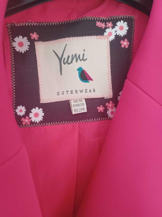 Стилно пролетно / есенно палто в цикламен цвят