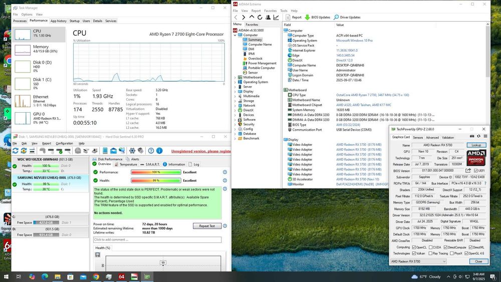 Pc Gaming Ryzen7 2700|16 GB Ram|Rx 5700XT 8GB|Ssd M2 500GB+HDD|Gta5