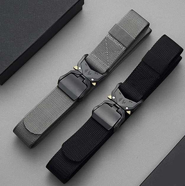 Curea tactica CHAOREN textila, reglabila, neagra si gri