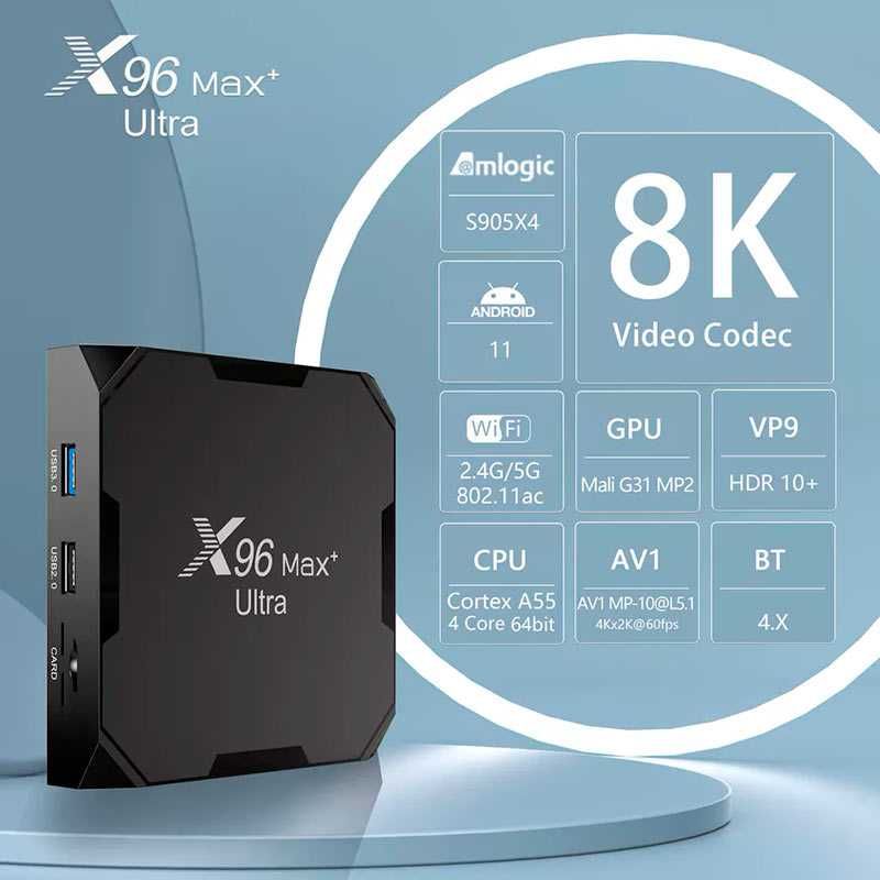 Android TV Box X96 MAX+ ULTRA 4/64Gb S905X4 Android 11 Dual Band WiFi