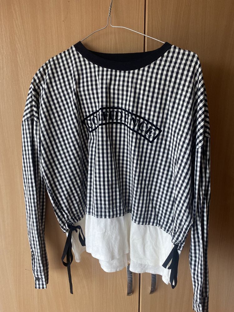 Bluza carouri alb negru