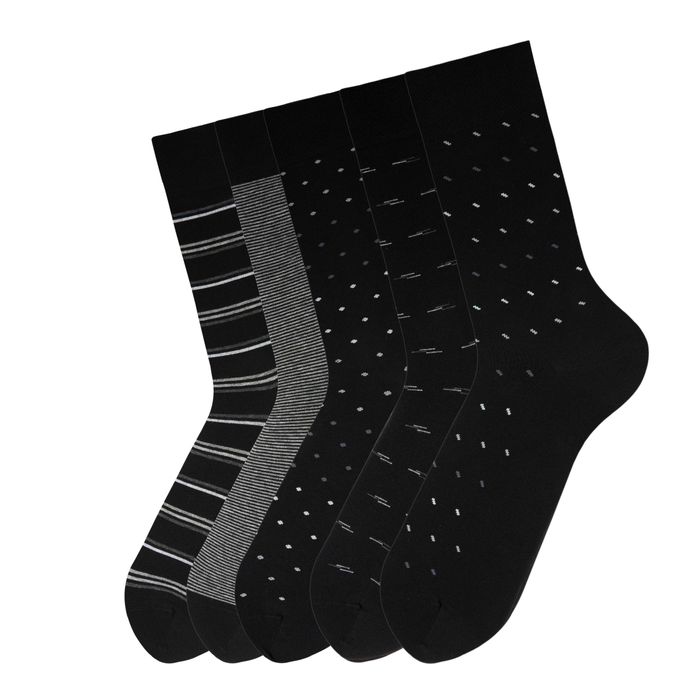 Памучни мъжки чорапи с десен, 5 броя, безшевни и с мек ластик