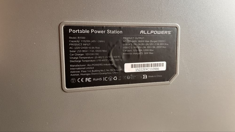 Powerbank 1800W / 1152Wh – stare excelentă