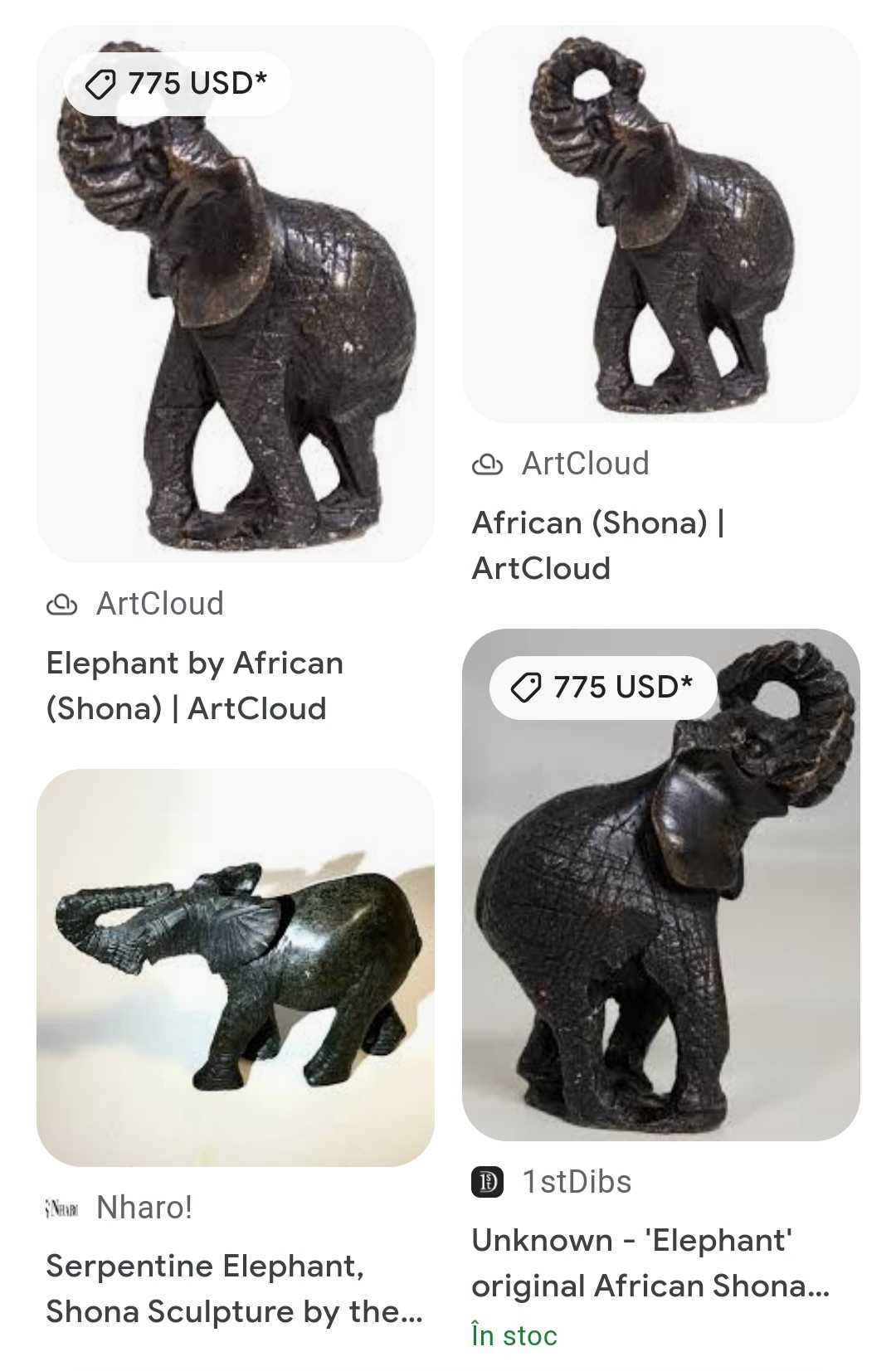 Elephant' original African   Piatră Shona  sculptură Zimbabwe Sec 20