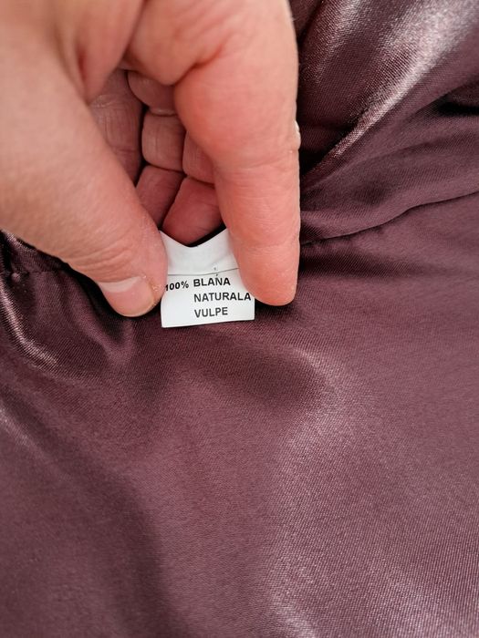 Haina de dama din lână cu guler din blană de vulpe