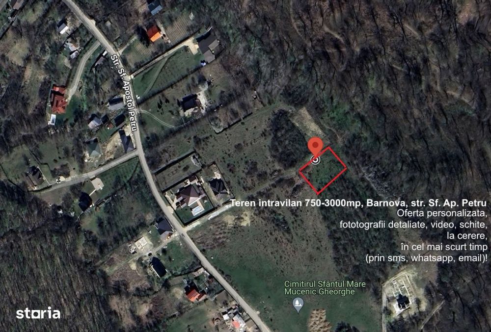 Teren intravilan de la 750mp la 3000mp, Barnova, str. Sf. Ap. Petru