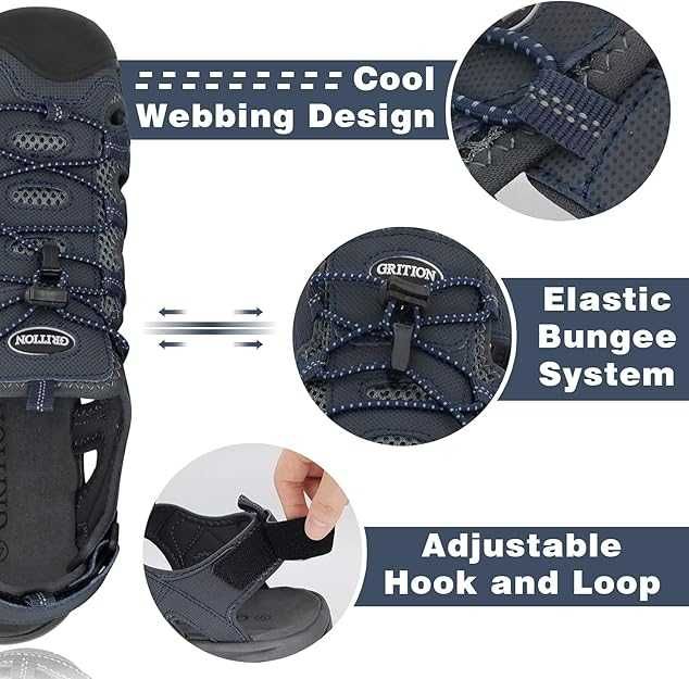 GRITION Мъжски спортни туристически сандали със затворени пръсти