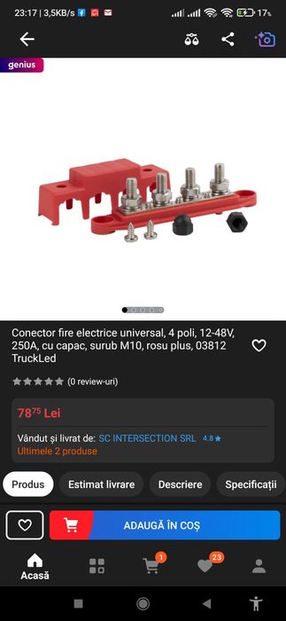 Conector fire / bloc distribuție 4 poli, 12-48V, 250A