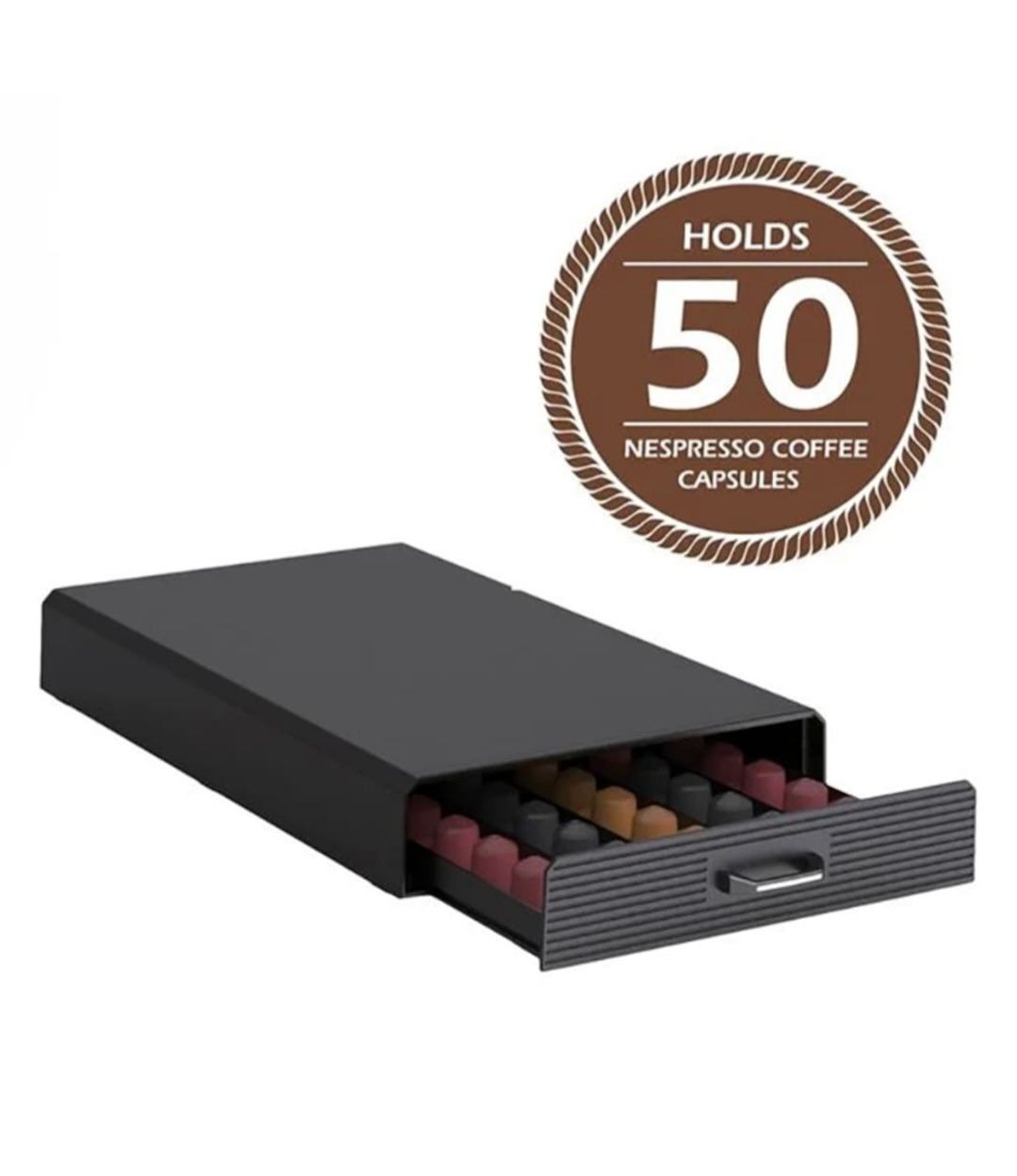 Органайзер за кафе капсули, Nespresso, До 50 капсули, 40х24х6см, Черен