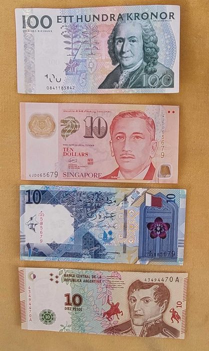 Bancnote straine: Suedia Qatar Singapore