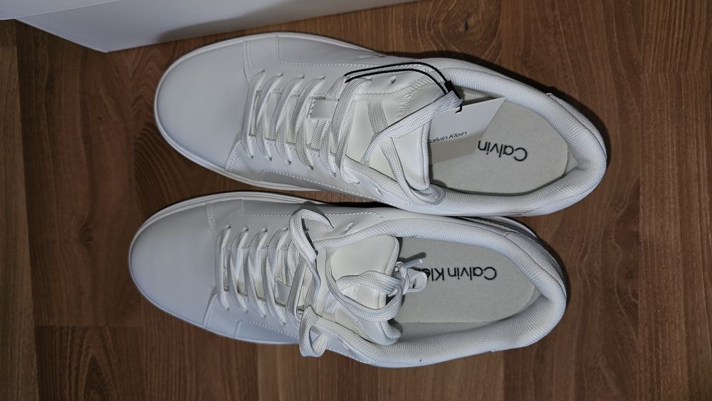 Pantofi sport, noi, originali, albi din piele naturală, Calvin Klein