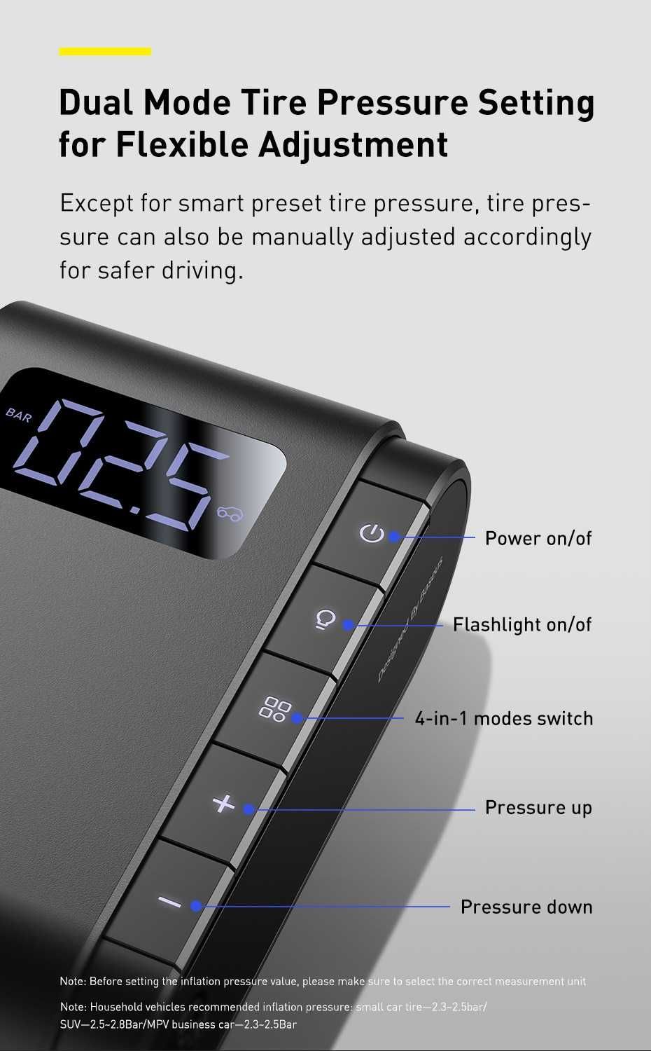 Автомобильный насос Baseus Dynamic Eye Inflator Pump For Car