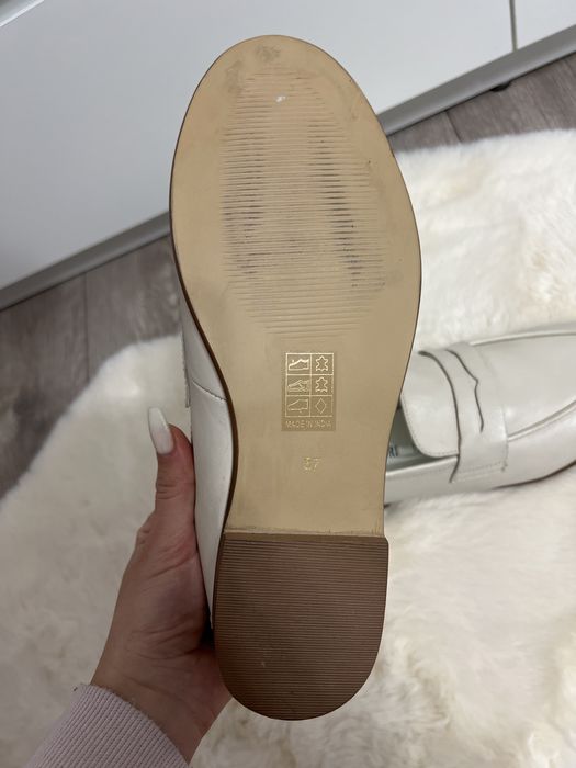 Mocasini din piele naturala Mercato di Fioro crem marime 37