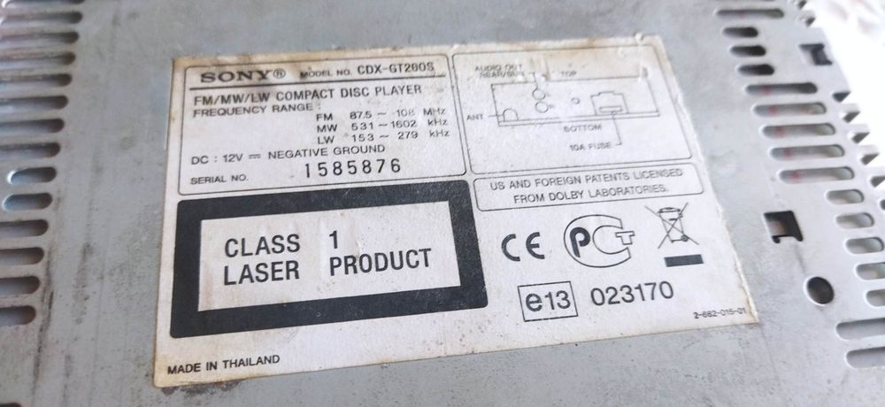 Blaupunkt CAR 300 и Sony cdx-gt200s